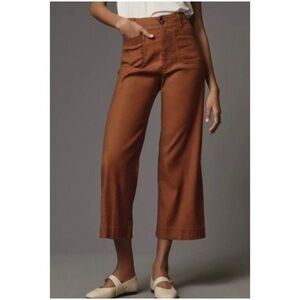 Anthropologie Women’s Sz 27 Brown High Rise Wide Leg Crop Pants Collette